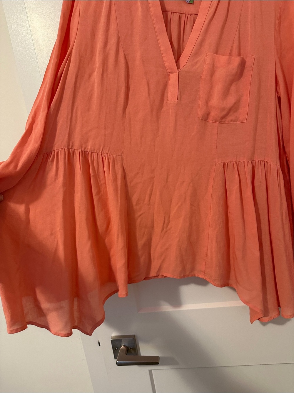 Anthropologie Maeve Coral Laiken Henley Blouse Size 12 Women’s - Picture 6 of 9